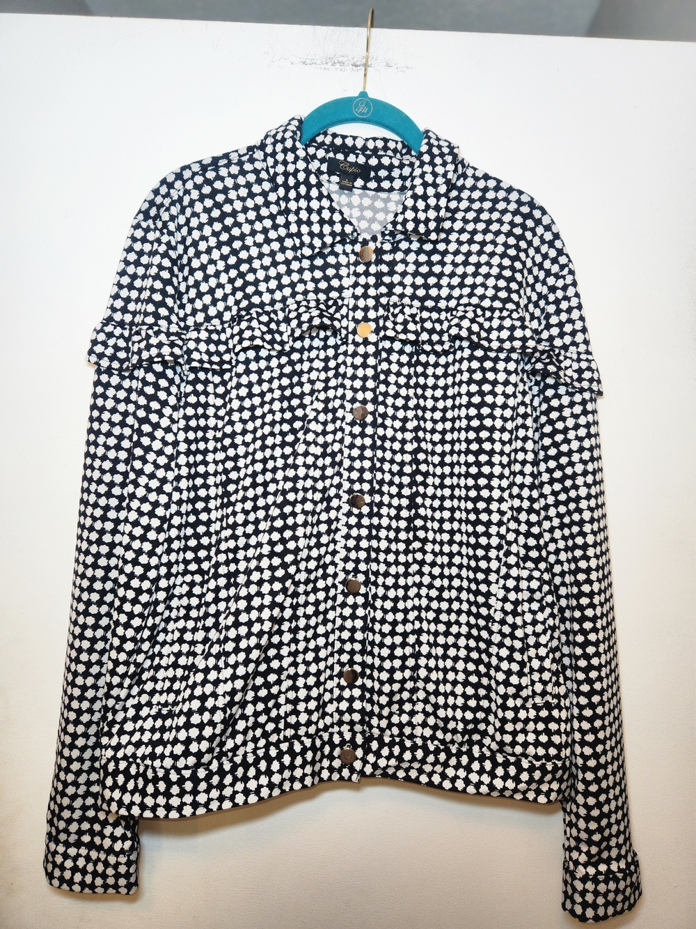 Cupio Women's Black & White Patterned Button-Front Jacket L